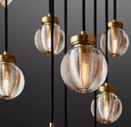 48 Inch Ribbed Glass Globe Round Pendant Chandelier - Pearl