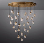 60 Inch Ribbed Glass Globe Round Pendant Chandelier - Pearl