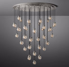 60 Inch Ribbed Glass Globe Round Pendant Chandelier - Pearl