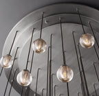 60 Inch Ribbed Glass Globe Round Pendant Chandelier - Pearl