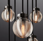 60 Inch Ribbed Glass Globe Round Pendant Chandelier - Pearl
