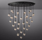 60 Inch Ribbed Glass Globe Round Pendant Chandelier - Pearl