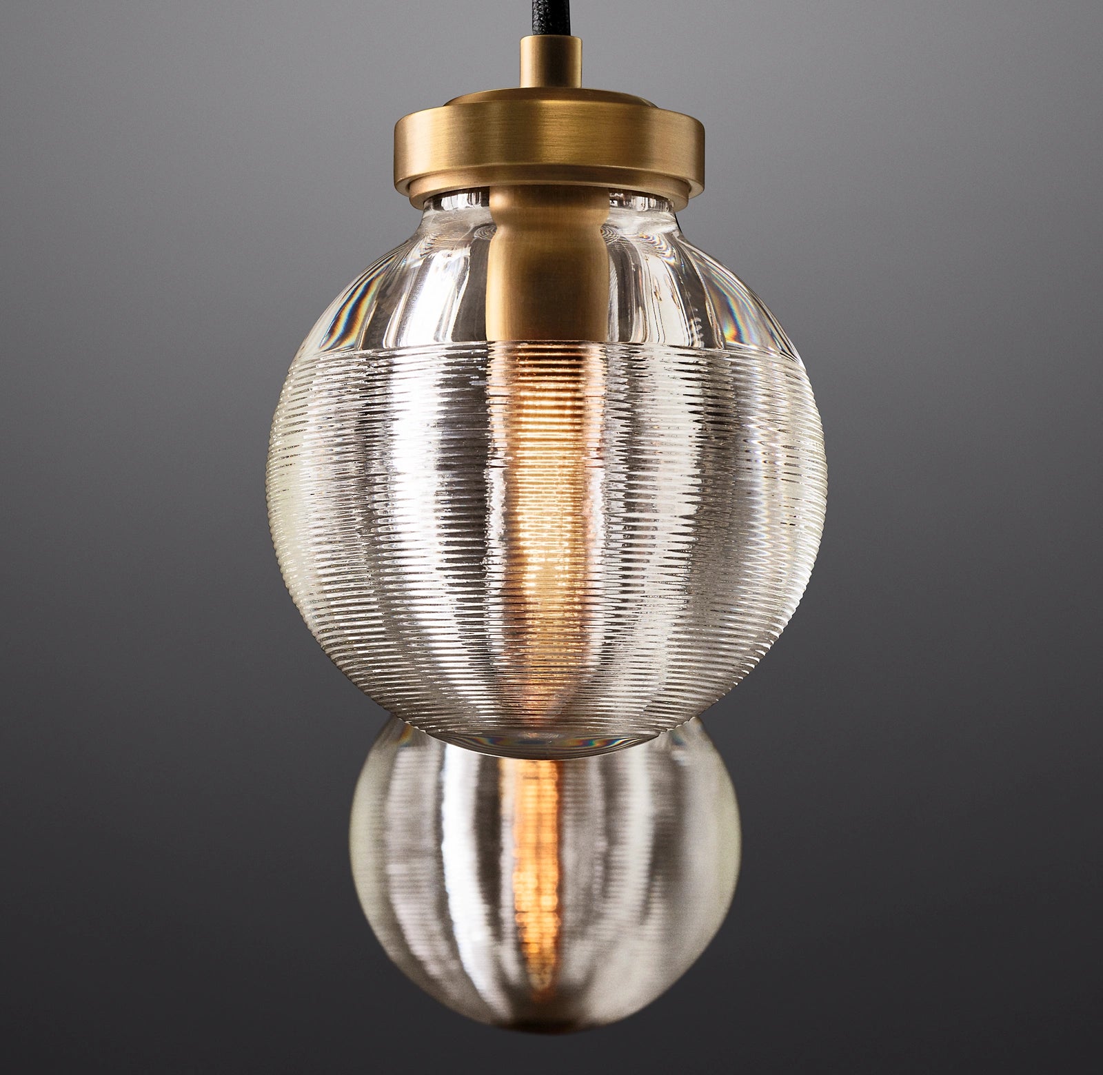 54 Inch Ribbed Glass Globe Rectangular Chandelier - Pearl