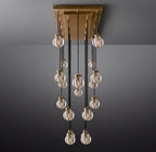 54 Inch Ribbed Glass Globe Rectangular Chandelier - Pearl