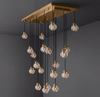 54 Inch Ribbed Glass Globe Rectangular Chandelier - Pearl