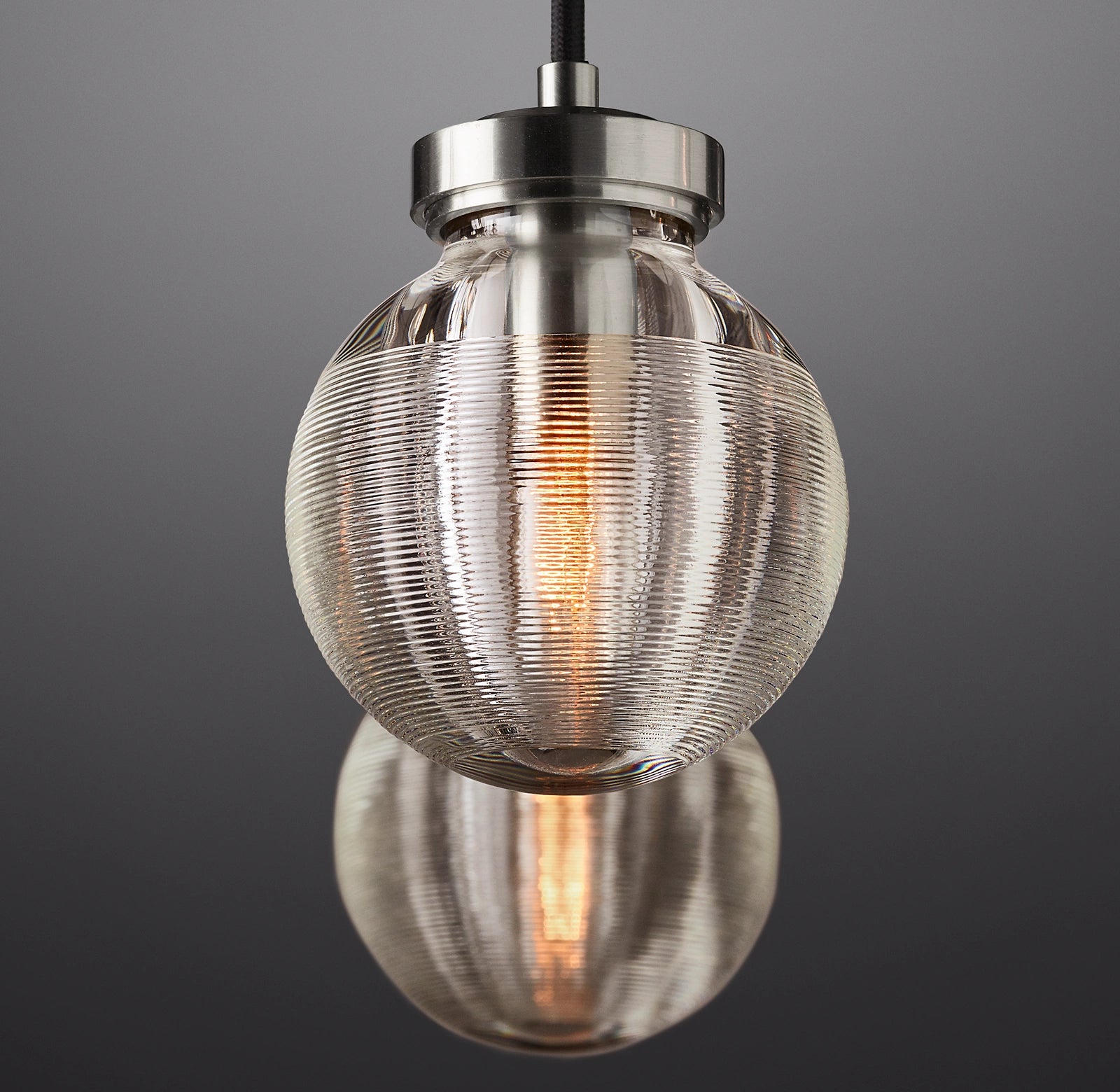 54 Inch Ribbed Glass Globe Rectangular Chandelier - Pearl