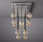 54 Inch Ribbed Glass Globe Rectangular Chandelier - Pearl