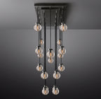 54 Inch Ribbed Glass Globe Rectangular Chandelier - Pearl