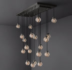 54 Inch Ribbed Glass Globe Rectangular Chandelier - Pearl
