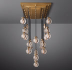 72 Inch Ribbed Glass Globe Rectangular Chandelier - Pearl