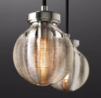 72 Inch Ribbed Glass Globe Rectangular Chandelier - Pearl
