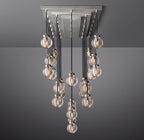 72 Inch Ribbed Glass Globe Rectangular Chandelier - Pearl