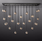 72 Inch Ribbed Glass Globe Rectangular Chandelier - Pearl
