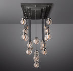 72 Inch Ribbed Glass Globe Rectangular Chandelier - Pearl