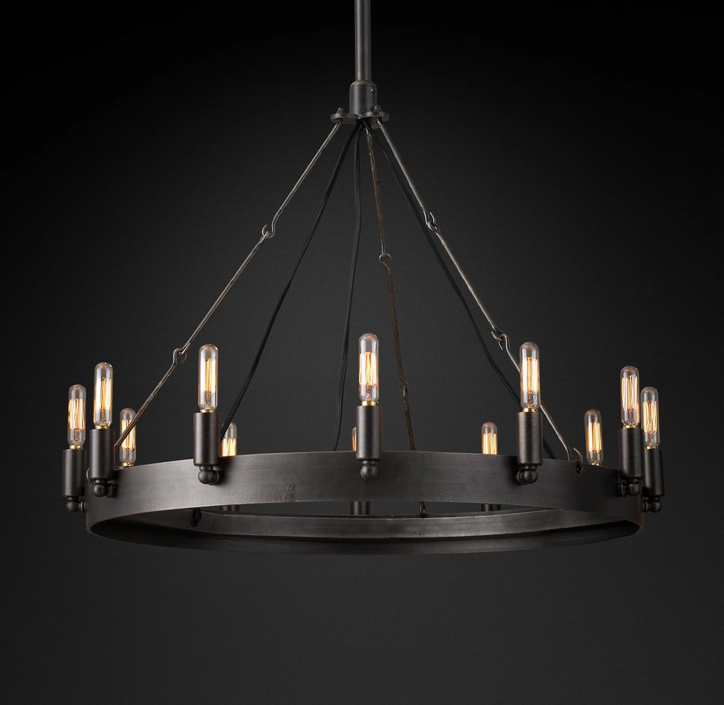 26 Inch Vintage Filament Tube Candle Round Chandelier - Camino