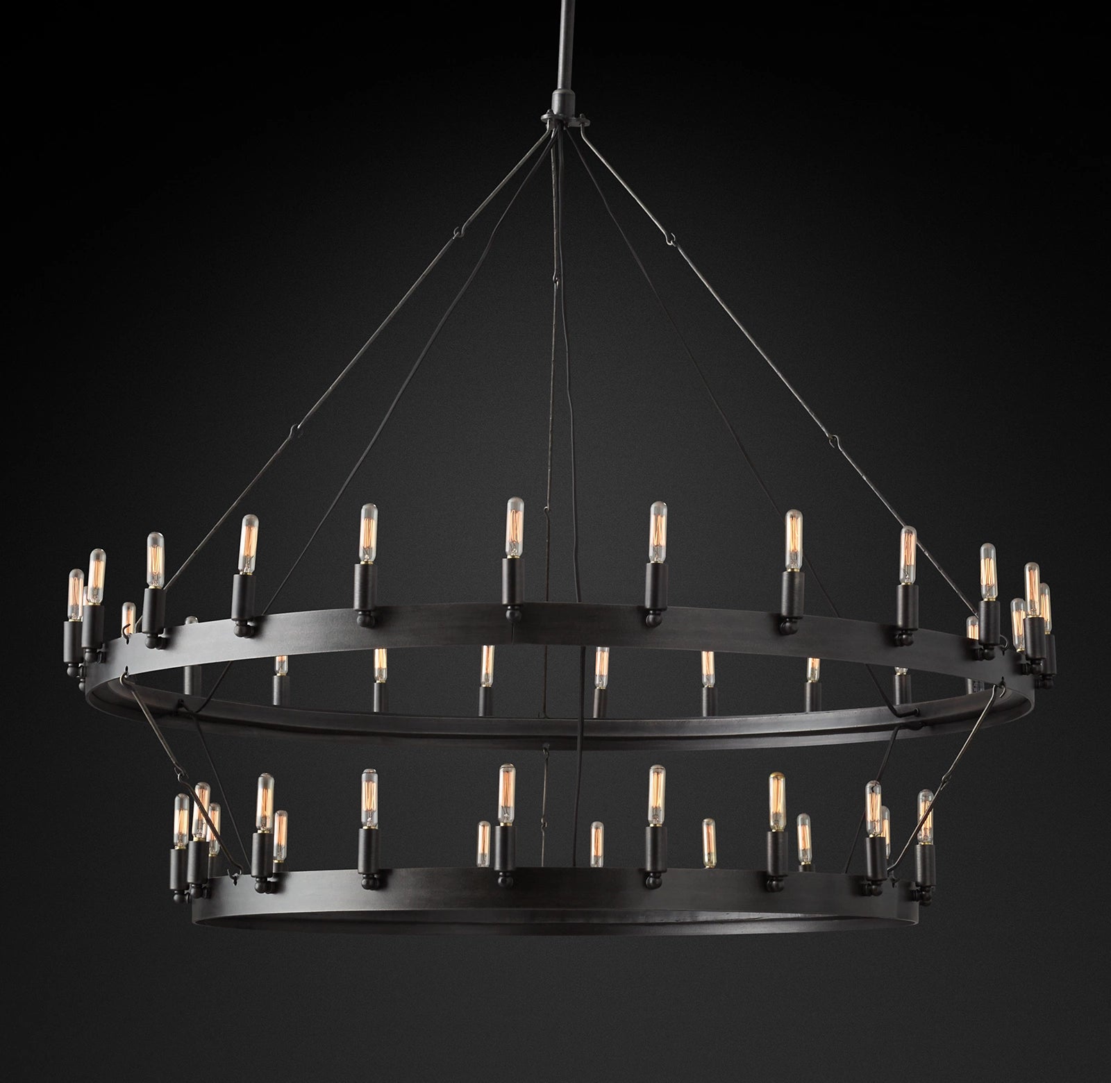 50 Inch Vintage Filament Tubular Candle Tiered Chandelier - Camino