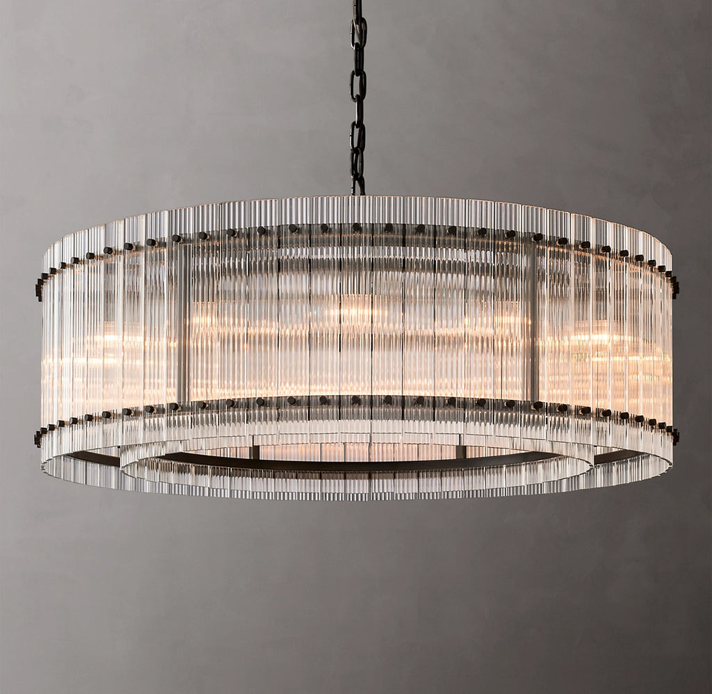 48 Inch Ribbed Glass Round Chandelier - San Marco