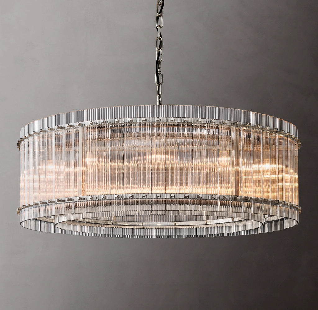 48 Inch Ribbed Glass Round Chandelier - San Marco