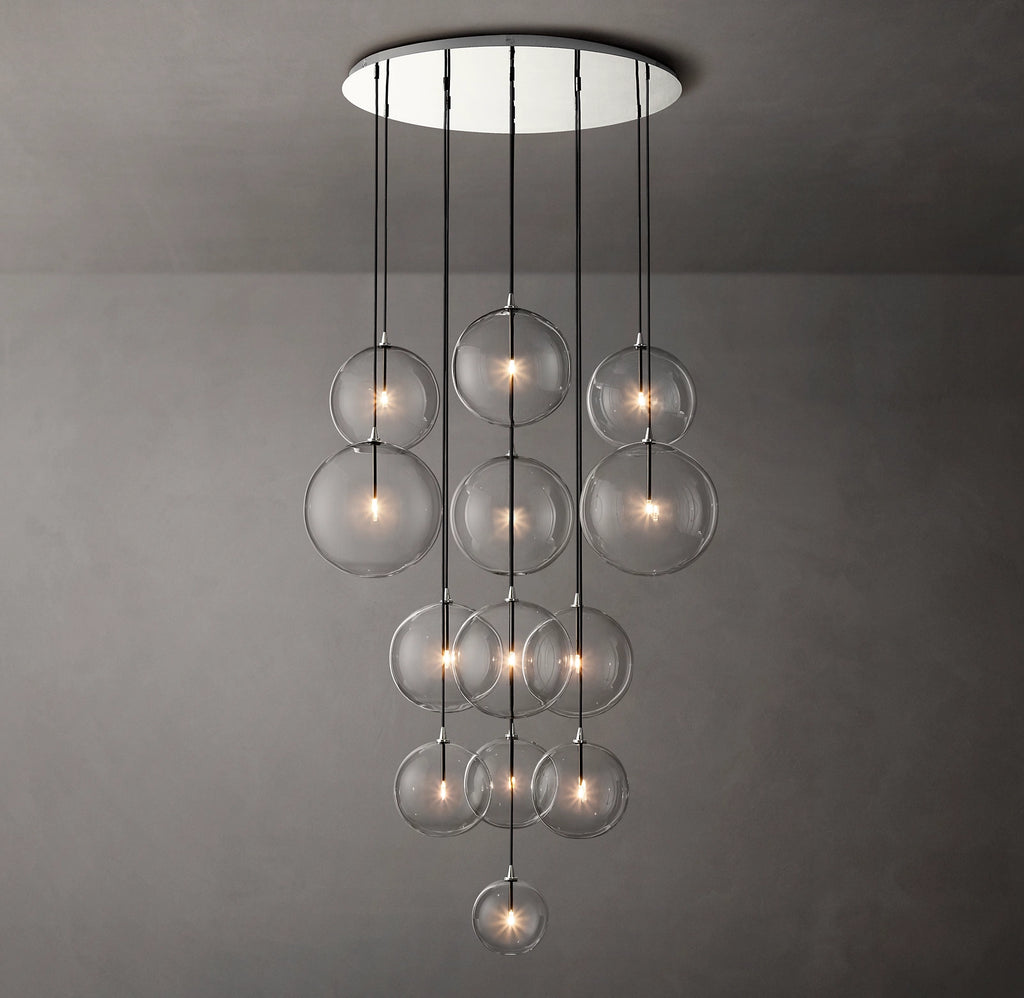 44 Inch Blown Glass Globe Cluster Chandelier - Mobile