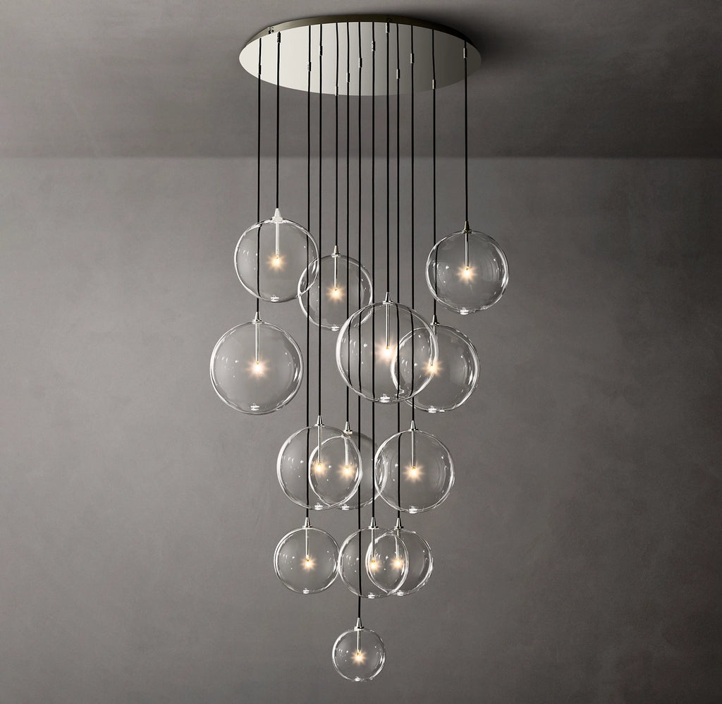 44 Inch Blown Glass Globe Cluster Chandelier - Mobile