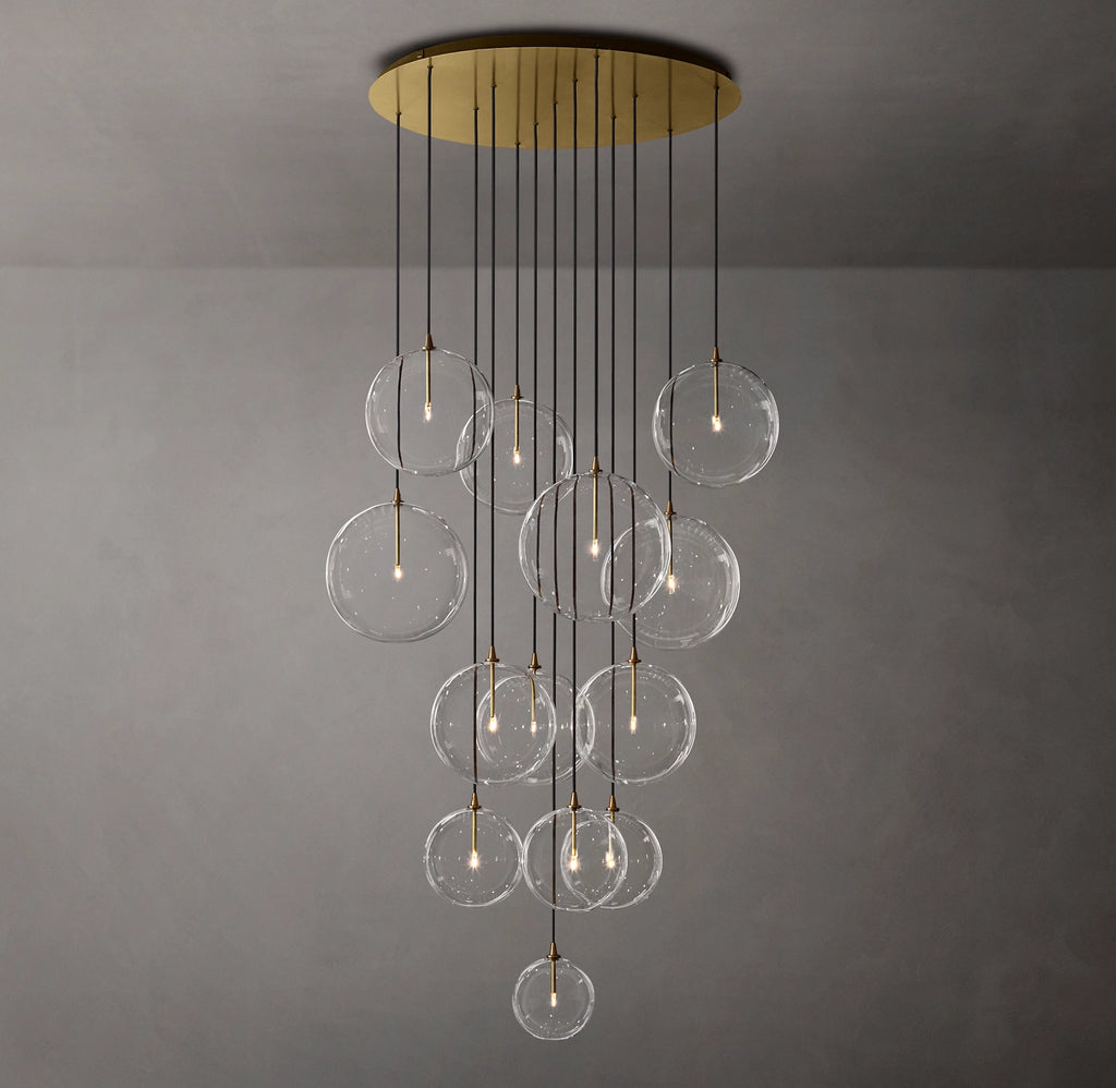 44 Inch Blown Glass Globe Cluster Chandelier - Mobile