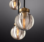 36 Inch Ribbed Glass Globe Rectangular Chandelier - Pearl