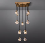 36 Inch Ribbed Glass Globe Rectangular Chandelier - Pearl