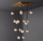36 Inch Ribbed Glass Globe Rectangular Chandelier - Pearl