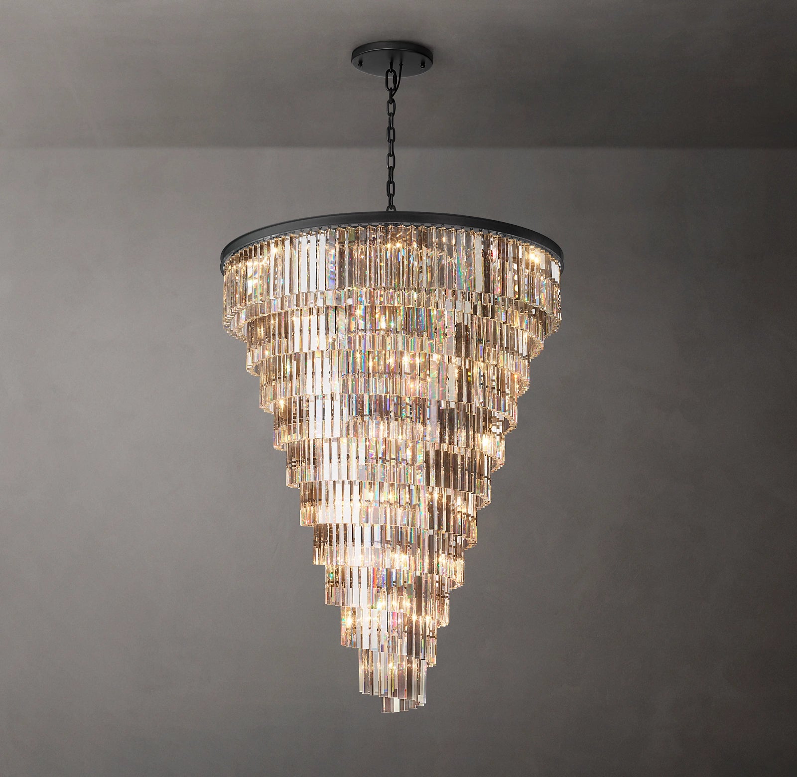 48 Inch Crystal Prism Cascading Chandelier - Helix