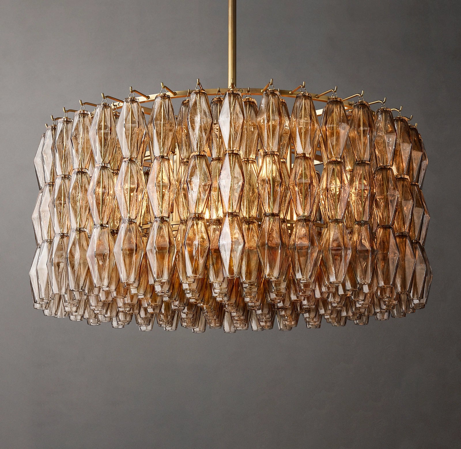 36 Inch Smoked Murano Glass Round Chandelier - Chiara