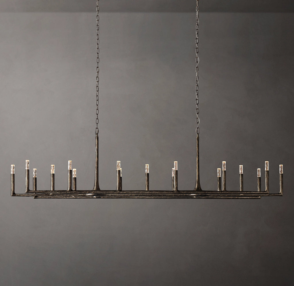 96 Inch Forged Candlestick Linear Chandelier - Thaddeus