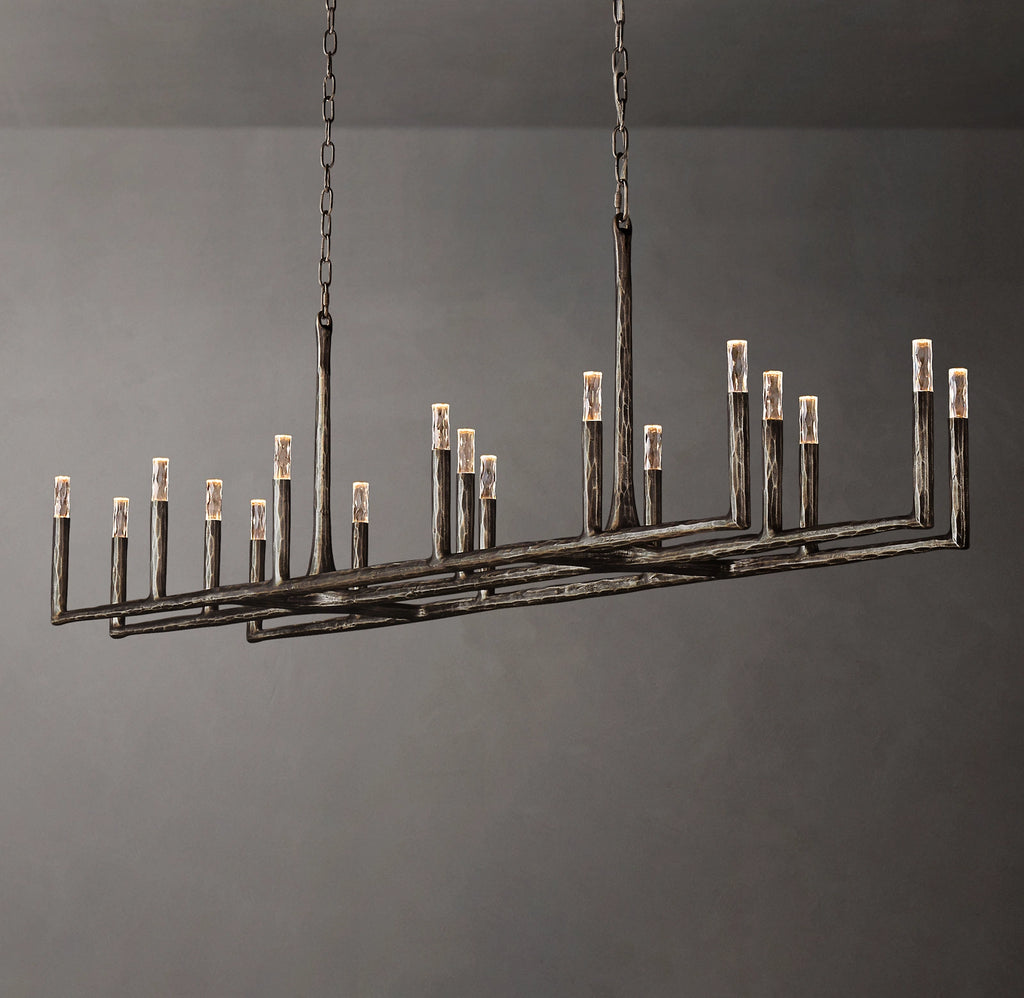 96 Inch Forged Candlestick Linear Chandelier - Thaddeus