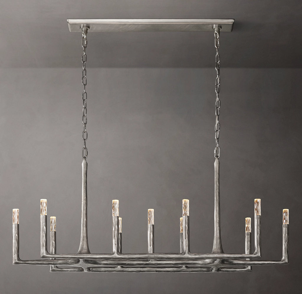 54 Inch Forged Candlestick Linear Chandelier - Thaddeus