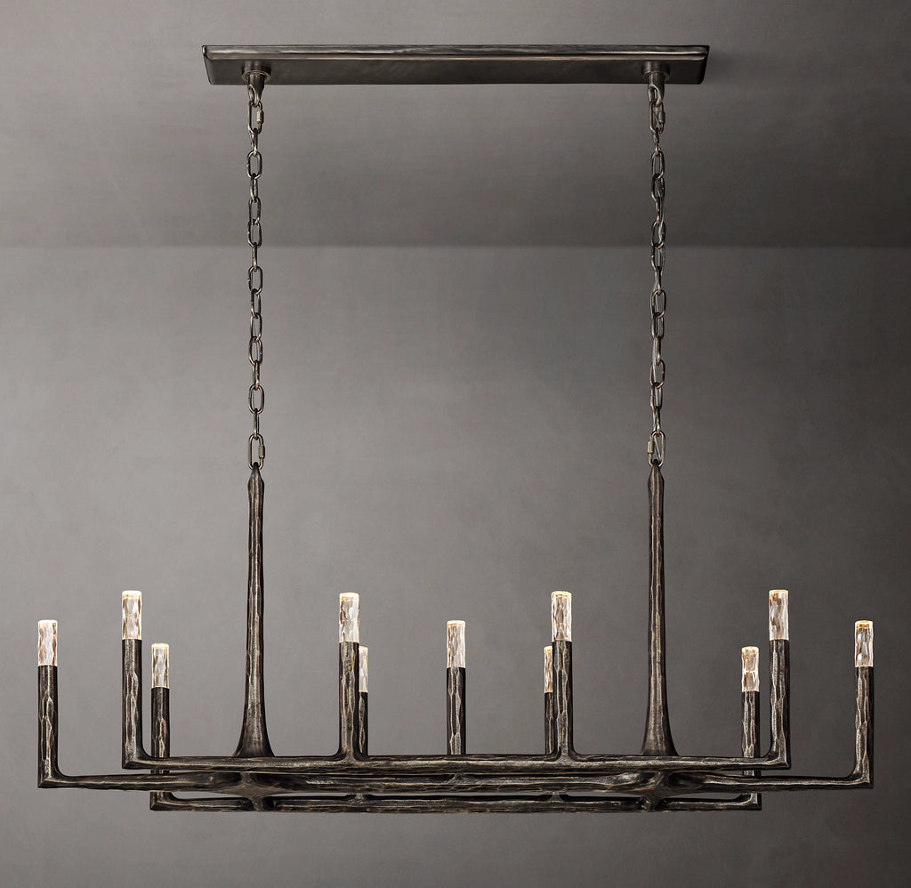 54 Inch Forged Candlestick Linear Chandelier - Thaddeus