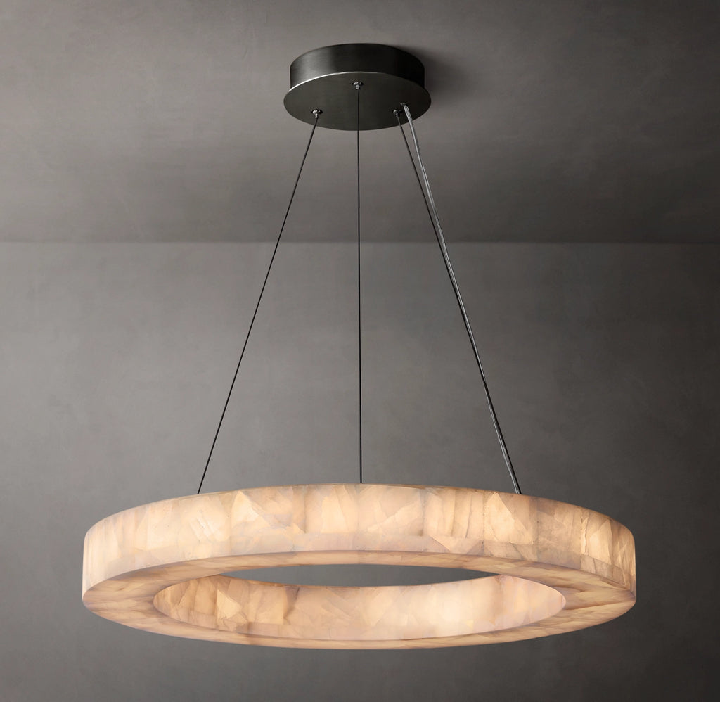 31 Inch Lueur Round Alabaster Chandelier - Rivage