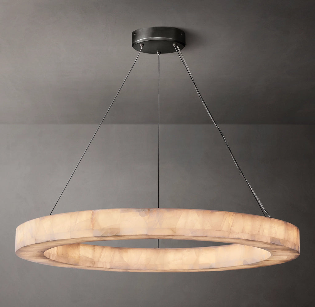 40 Inch Lueur Round Alabaster Chandelier - Rivage