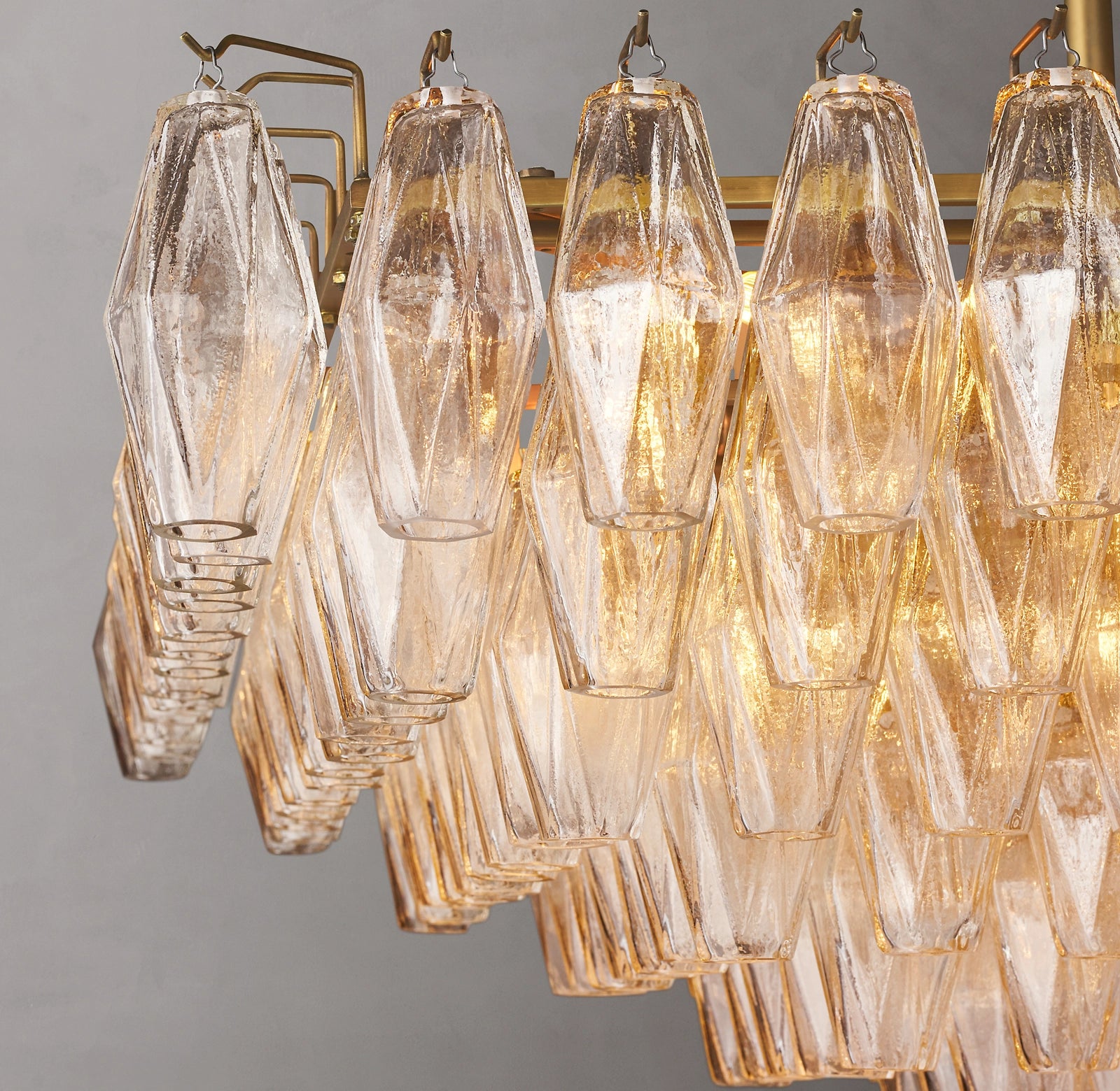 54 Inch Clear Murano Glass Tiered Rectangular Chandelier - Chiara