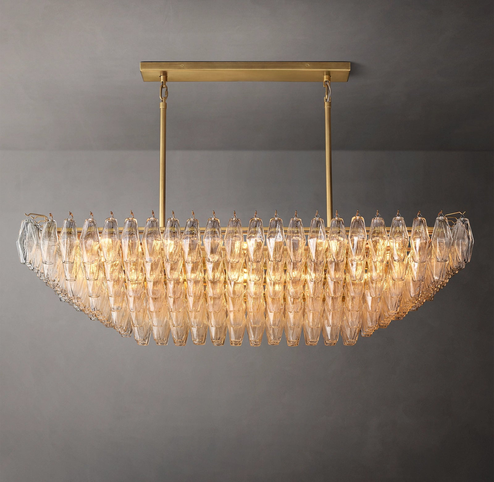 54 Inch Clear Murano Glass Tiered Rectangular Chandelier - Chiara