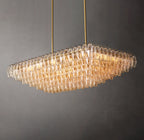 54 Inch Clear Murano Glass Tiered Rectangular Chandelier - Chiara