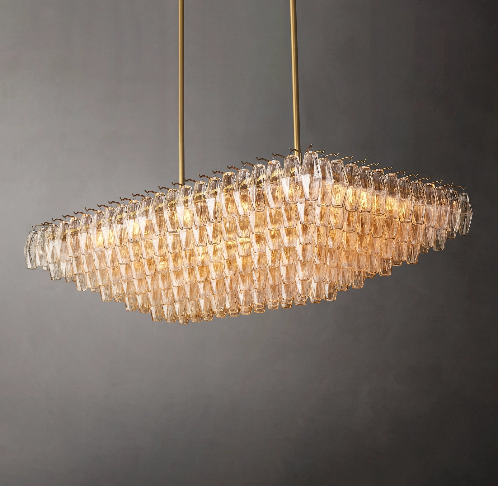 54 Inch Clear Murano Glass Tiered Rectangular Chandelier - Chiara
