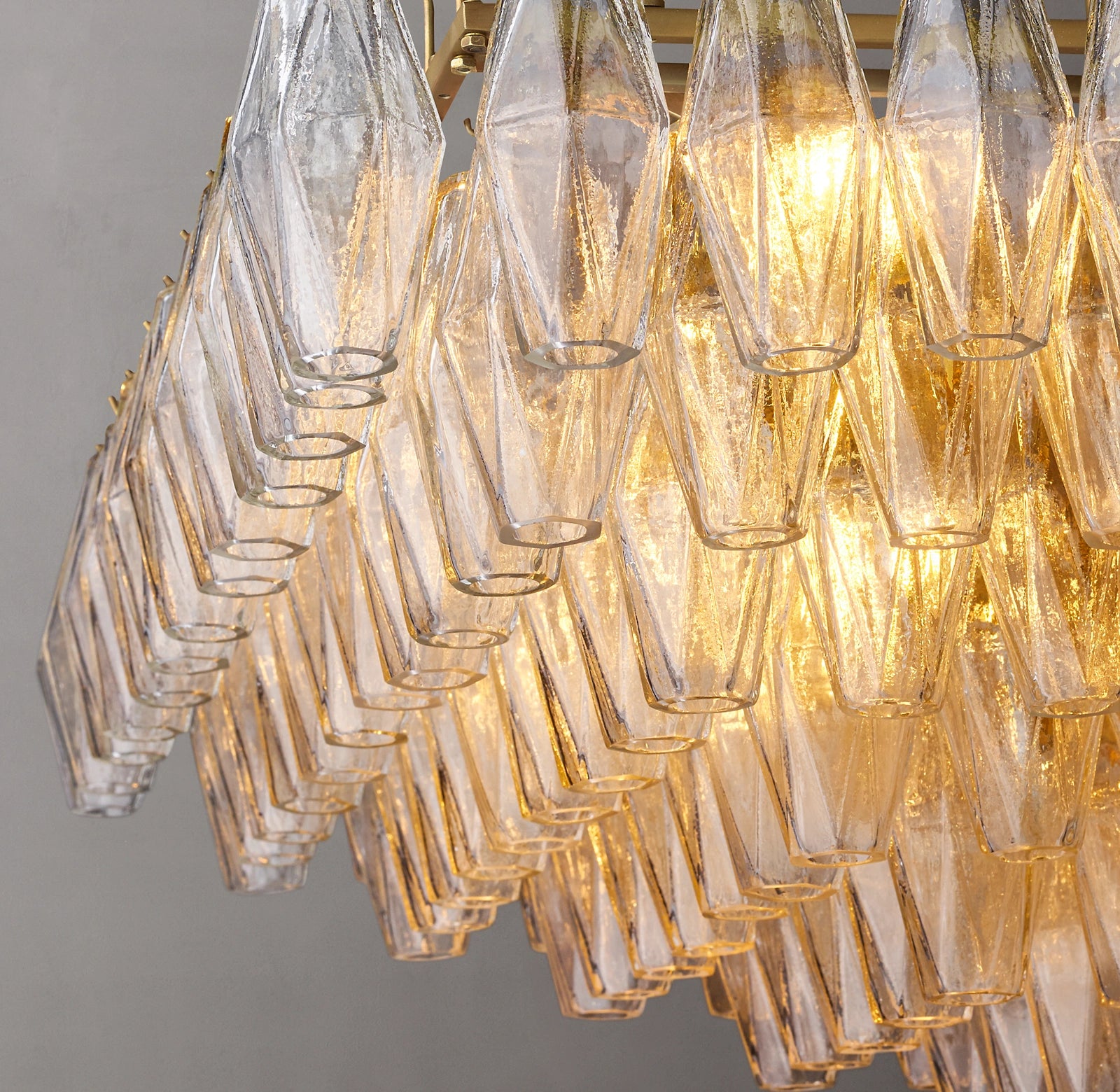 74 Inch Clear Murano Glass Tiered Rectangular Chandelier - Chiara