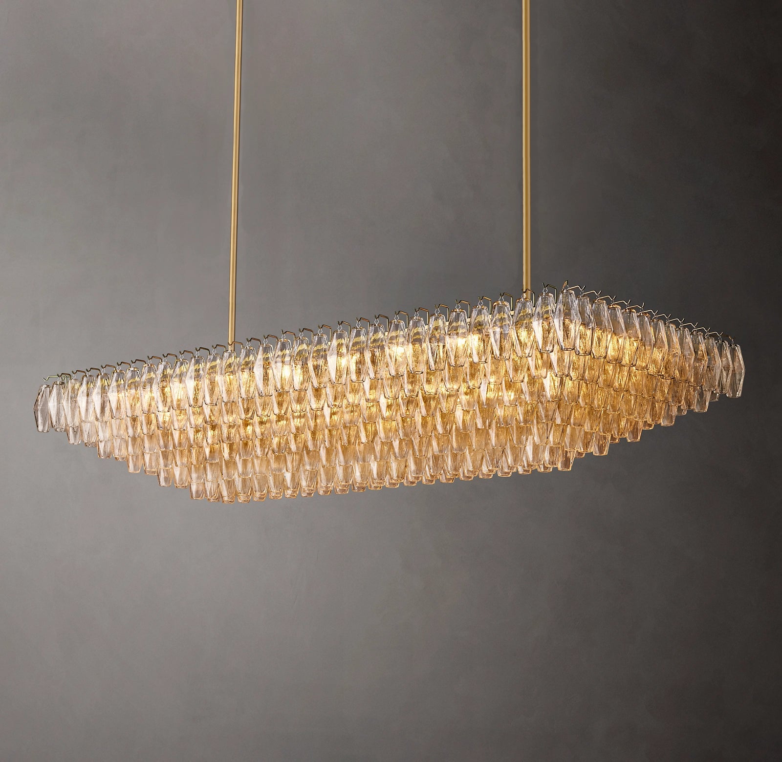 74 Inch Clear Murano Glass Tiered Rectangular Chandelier - Chiara
