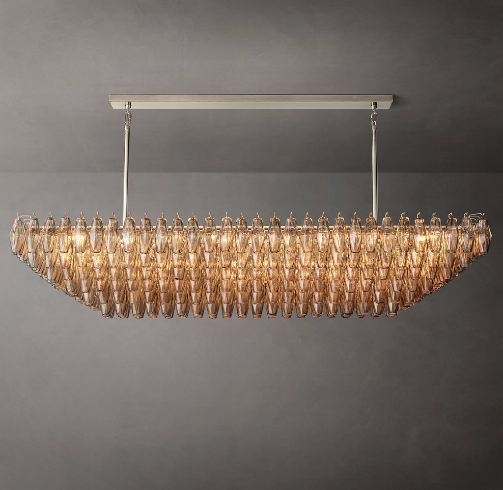 74 Inch Smoked Murano Glass Tiered Rectangular Chandelier - Chiara