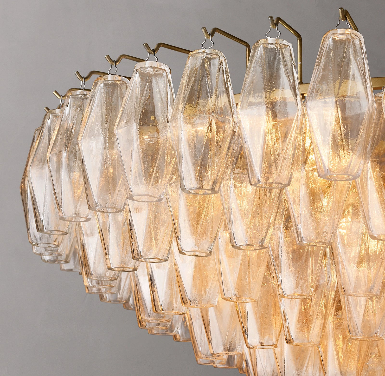 46 Inch Clear Murano Glass Tiered Chandelier - Chiara