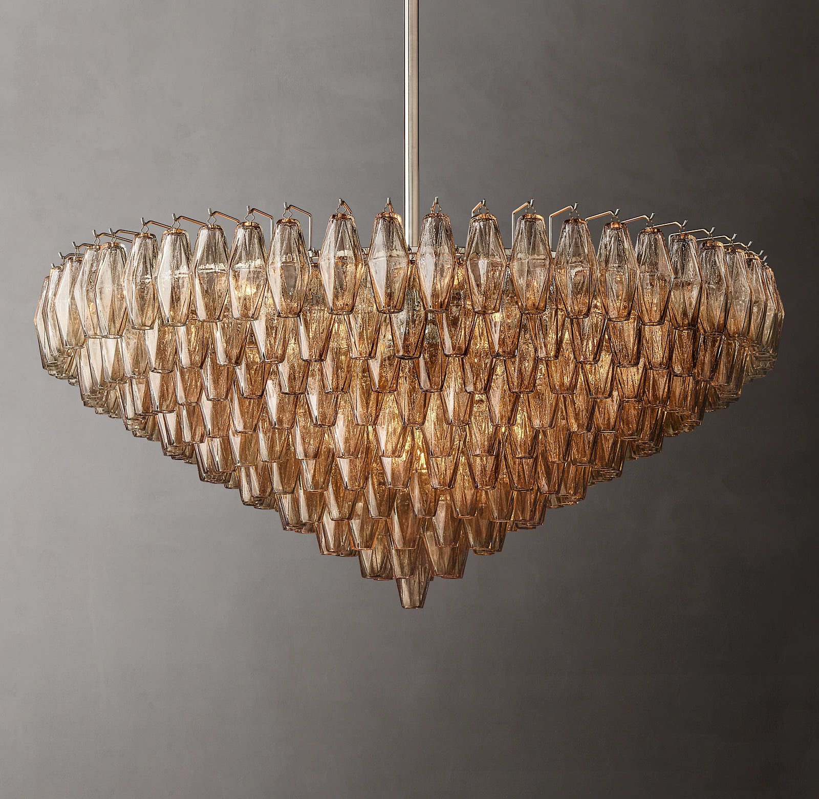 46 Inch Smoked Murano Glass Tiered Chandelier - Chiara