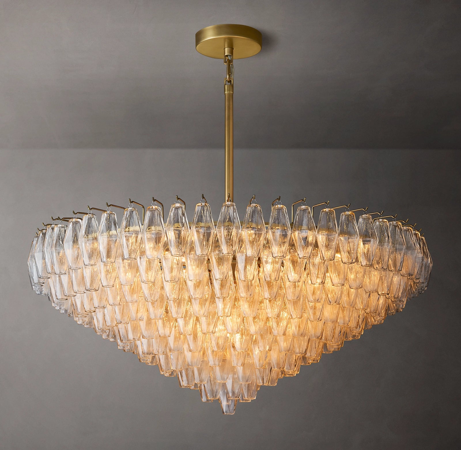 46 Inch Clear Murano Glass Tiered Chandelier - Chiara