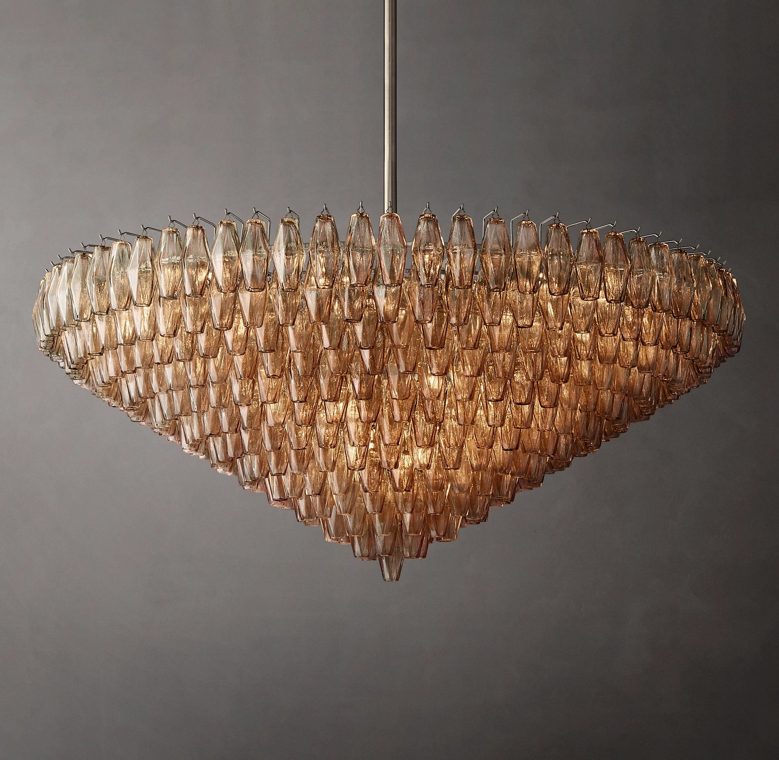62 Inch Smoked Murano Glass Tiered Chandelier - Chiara