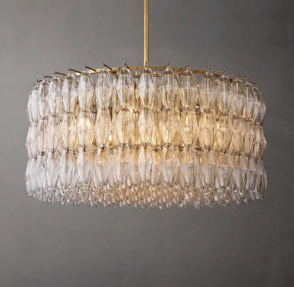 36 Inch Clear Murano Glass Round Chandelier - Chiara