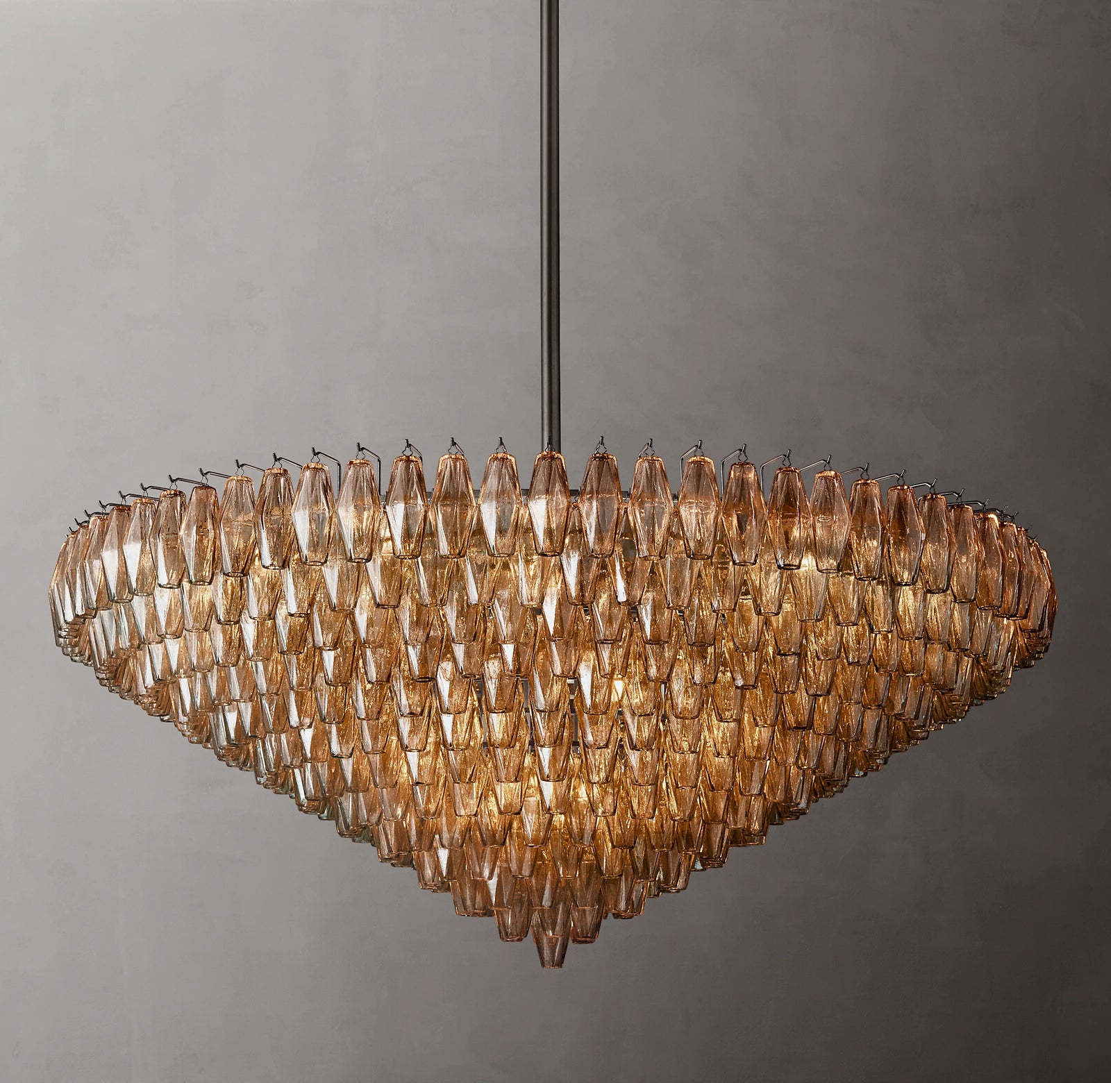62 Inch Smoked Murano Glass Tiered Chandelier - Chiara