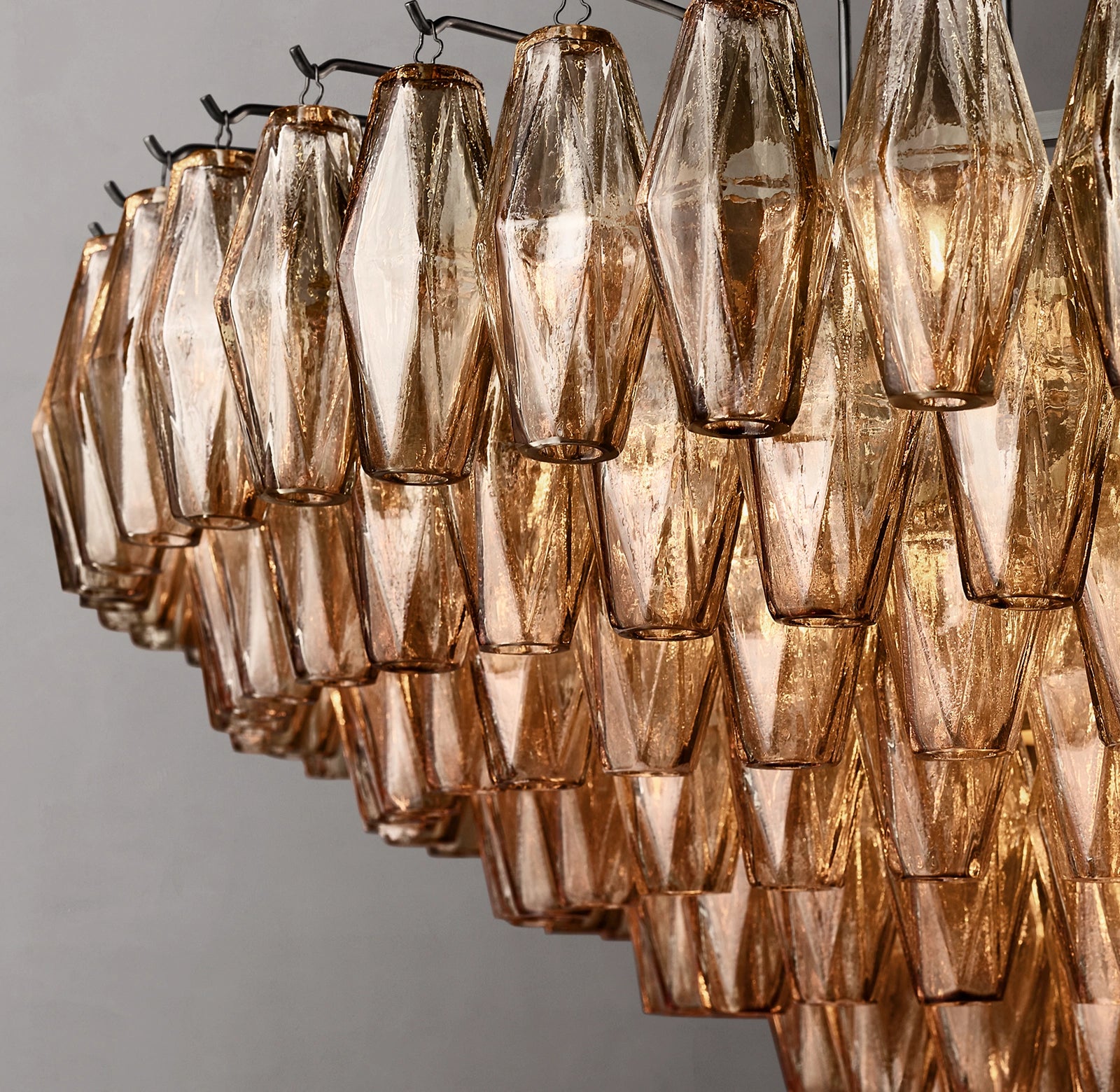 46 Inch Smoked Murano Glass Tiered Chandelier - Chiara